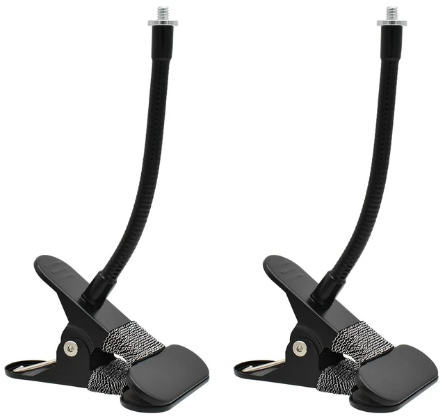 Main image of Holicfun Indoor Outdoor Security Camera Flexible Clip Mount, Black, 2-Pack | Universal 1/4"-20 threaded clamp bracket, fits Ring/Blink/Wyze/Arlo and more, 15cm adjustable gooseneck arm