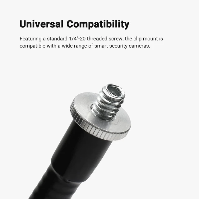 Alt view image 5 of 7 - Holicfun Indoor Outdoor Security Camera Flexible Clip Mount, Black, 2-Pack | Universal 1/4"-20 threaded clamp bracket, fits Ring/Blink/Wyze/Arlo and more, 15cm adjustable gooseneck arm
