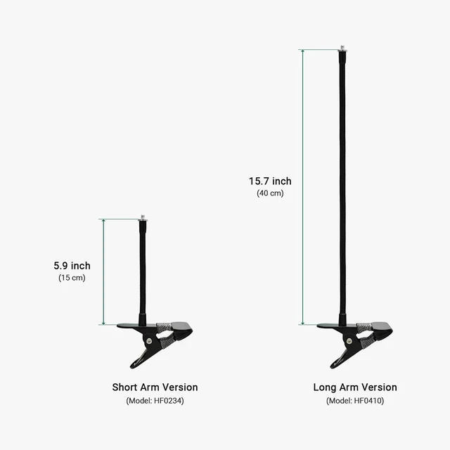Alt view image 6 of 7 - Holicfun Indoor Outdoor Security Camera Flexible Clip Mount, Black, 2-Pack | Universal 1/4"-20 threaded clamp bracket, fits Ring/Blink/Wyze/Arlo and more, 15cm adjustable gooseneck arm