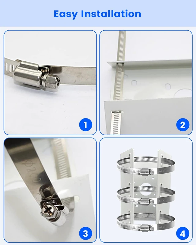 Alt view image 3 of 7 - Universal Aluminum Security Camera Vertical Pole Mount Bracket with 6 Loops | Adjustable Fit, Durable Steel, Multi Clamp Loops, Wide Compatibility, Rust Resistant, Easy Installation