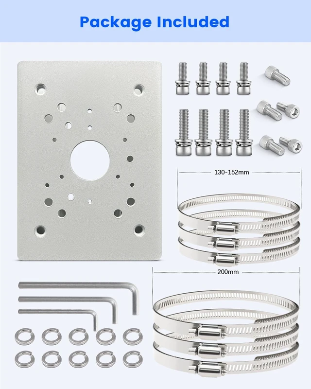 Alt view image 5 of 7 - Universal Aluminum Security Camera Vertical Pole Mount Bracket with 6 Loops | Adjustable Fit, Durable Steel, Multi Clamp Loops, Wide Compatibility, Rust Resistant, Easy Installation