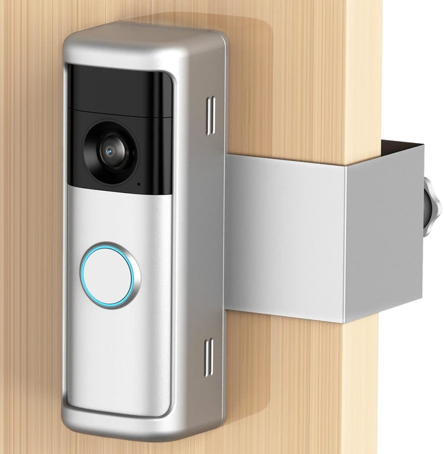 Main image of No-Drill Ring/Blink Doorbell Mount with Rain Cover, Anti-Theft Door Bracket | Compatible with Battery Doorbell/Plus/Pro(2026 Model), Quick Install Doorbell Camera Holder for Rental Apartment, Silver