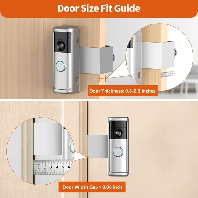 Alt view image 5 of 7 - No-Drill Ring/Blink Doorbell Mount with Rain Cover, Anti-Theft Door Bracket | Compatible with Battery Doorbell/Plus/Pro(2026 Model), Quick Install Doorbell Camera Holder for Rental Apartment, Silver