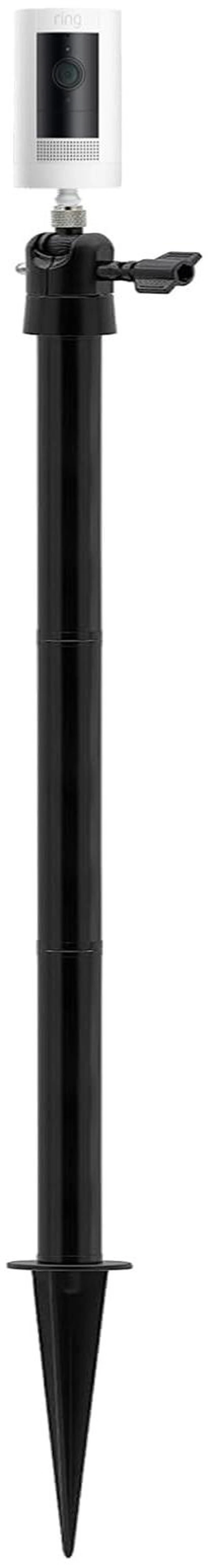 Main image of Adjustable Ground Stake Mount for Security Cameras & Solar Panels (16-48"), Heavy Duty Lawn Pole Stand Compatible with Ring, Nest, Eufy, 360° Swivel Base (Black) (Black) (16-48")