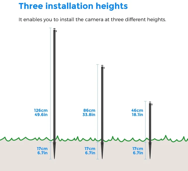 Alt view image 4 of 7 - Adjustable Ground Stake Mount for Security Cameras & Solar Panels (16-48"), Heavy Duty Lawn Pole Stand Compatible with Ring, Nest, Eufy, 360° Swivel Base (Black) (Black) (16-48")