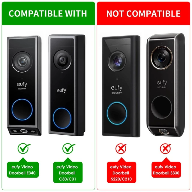 Alt view image 2 of 7 - Anti-Theft Doorbell Mount for Eufy Doorbell Camera E340/C30/C31, No Drill Video Doorbell Mount Adjustable Mounting Bracket for Eufy E340, Fully Metal Door Camera Mount for Home Apartment Rentals