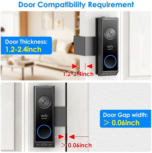 Alt view image 4 of 7 - Anti-Theft Doorbell Mount for Eufy Doorbell Camera E340/C30/C31, No Drill Video Doorbell Mount Adjustable Mounting Bracket for Eufy E340, Fully Metal Door Camera Mount for Home Apartment Rentals