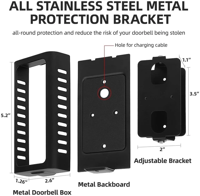 Alt view image 2 of 7 - Anti-Theft Video Doorbell Mount, Easy Remove for Charging, Hidden Screws | Metal alloy bracket with anti-theft design, 45°-135° doorbell angle mount, no-block sensor for front door security