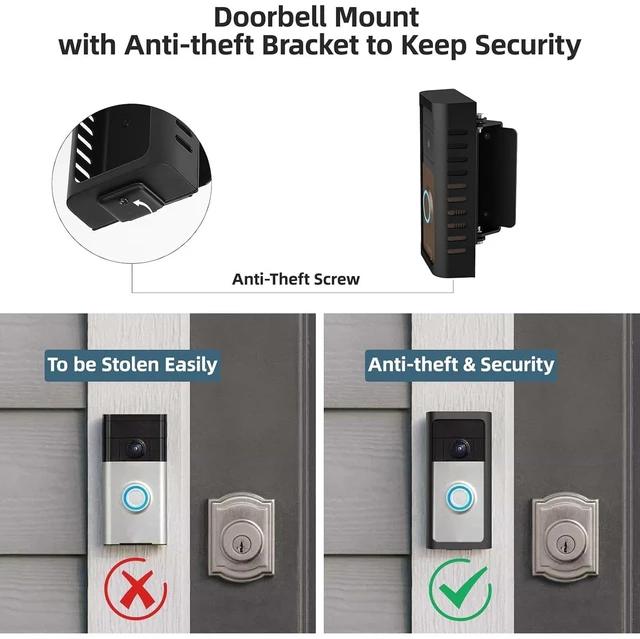 Alt view image 6 of 7 - Anti-Theft Video Doorbell Mount, Easy Remove for Charging, Hidden Screws | Metal alloy bracket with anti-theft design, 45°-135° doorbell angle mount, no-block sensor for front door security
