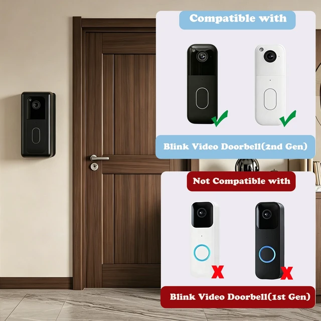 Alt view image 2 of 7 - JAMYOK Anti-Theft Doorbell Mount for Blink Video Doorbell(2nd Gen), No Drill Doorbell Camera Mount 30° Angle Adjustable Left/Right, Not Block Motion Sensor, Two Installation Methods for Door&Wall
