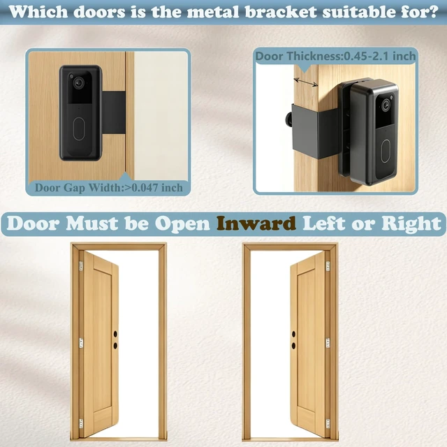 Alt view image 3 of 7 - JAMYOK Anti-Theft Doorbell Mount for Blink Video Doorbell(2nd Gen), No Drill Doorbell Camera Mount 30° Angle Adjustable Left/Right, Not Block Motion Sensor, Two Installation Methods for Door&Wall