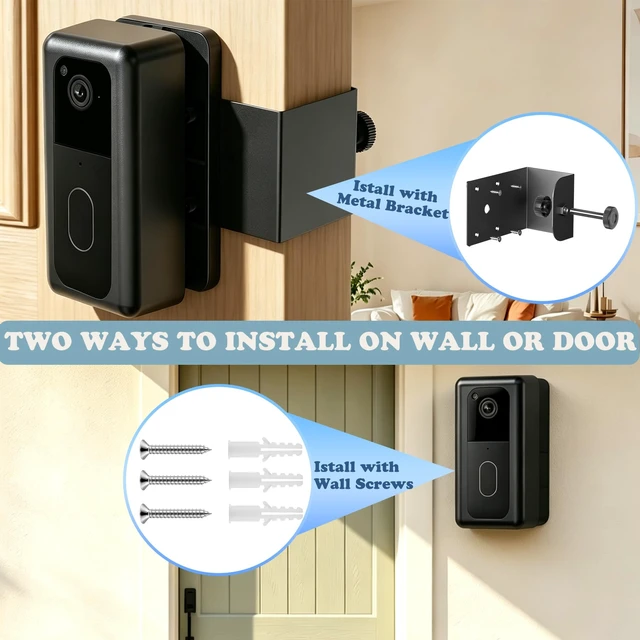 Alt view image 4 of 7 - JAMYOK Anti-Theft Doorbell Mount for Blink Video Doorbell(2nd Gen), No Drill Doorbell Camera Mount 30° Angle Adjustable Left/Right, Not Block Motion Sensor, Two Installation Methods for Door&Wall