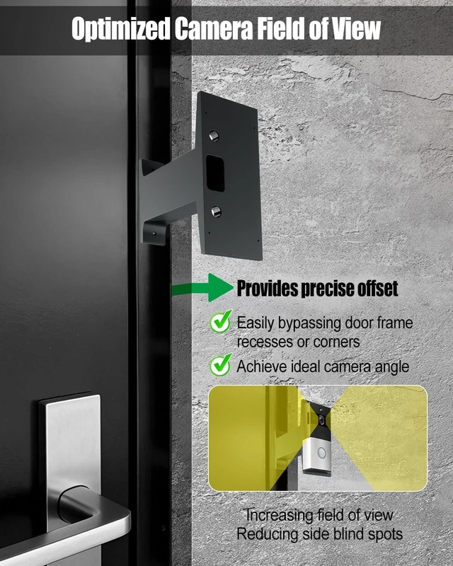 Alt view image 2 of 6 - Doorbell Extender Mount Bracket Compatible with Ring Doorbell 3 3 Plus 4 | Extends Doorbell Mount for Brick Wall, Get Better View Black