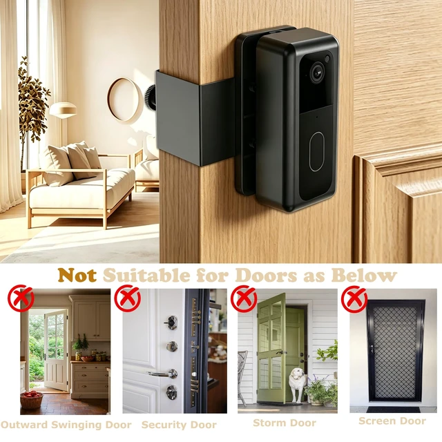Alt view image 6 of 7 - JAMYOK Anti-Theft Doorbell Mount for Blink Video Doorbell(2nd Gen), No Drill Doorbell Camera Mount 30° Angle Adjustable Left/Right, Not Block Motion Sensor, Two Installation Methods for Door&Wall