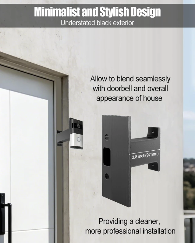 Alt view image 5 of 6 - Doorbell Extender Mount Bracket Compatible with Ring Doorbell 3 3 Plus 4 | Extends Doorbell Mount for Brick Wall, Get Better View Black