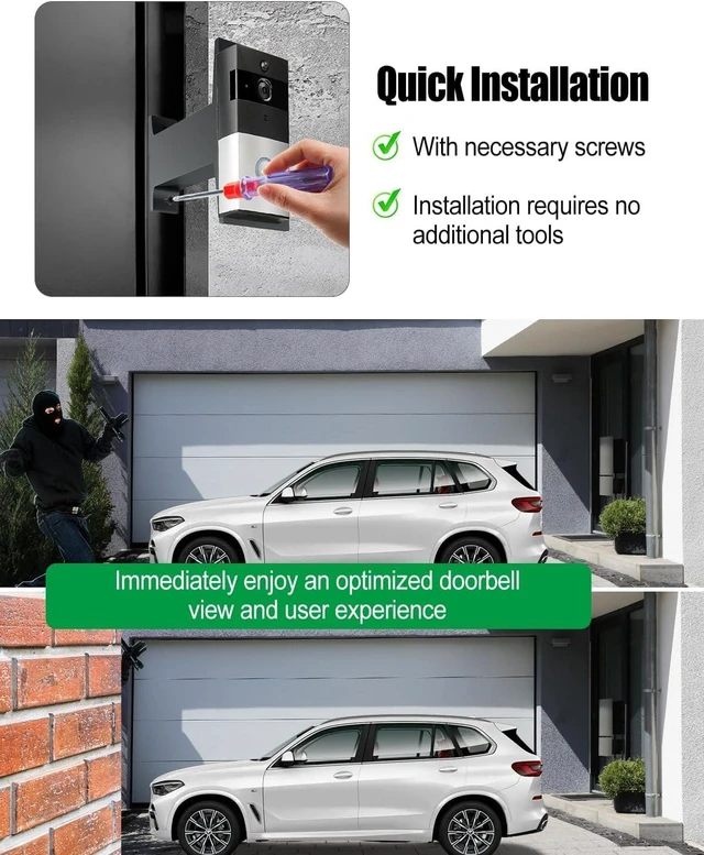 Alt view image 6 of 6 - Doorbell Extender Mount Bracket Compatible with Ring Doorbell 3 3 Plus 4 | Extends Doorbell Mount for Brick Wall, Get Better View Black
