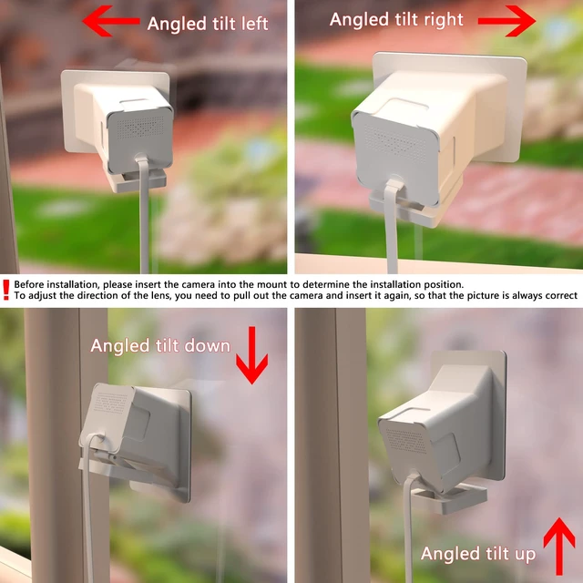 Alt view image 3 of 7 - 2 Pack Angled Window Mount for Wyze Cam v4 / V3, Self-Adhesive Window Mount | 20 Degrees Tilt Wyze V4 Window Mount for Indoor/Outdoor Monitoring , No Reflection , No-Drill , Through Glass for Wyze Cam