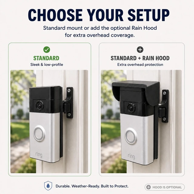 Alt view image 5 of 7 - SplashNColor 3D Printed Adjustable Screw-in Doorbell Mount Compatible with Ring Video Doorbell 2 3 3 Plus 4 & Battery Models Skinny Narrow-Trim Base | Angle Bracket
