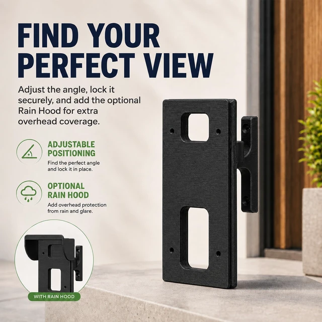 Alt view image 7 of 7 - SplashNColor 3D Printed Adjustable Screw-in Doorbell Mount Compatible with Ring Video Doorbell 2 3 3 Plus 4 & Battery Models Skinny Narrow-Trim Base | Angle Bracket