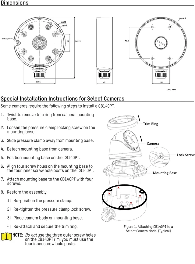 Alt view image 4 of 4 - CB140PT LTB701 DS-1280ZJ-DM21 Wall Mount Bracket for DS-2CD2358G1-I, DS-2CD2347G1-LU, DS-2CD2347G2-LU and DS-2CD2387G2-LU