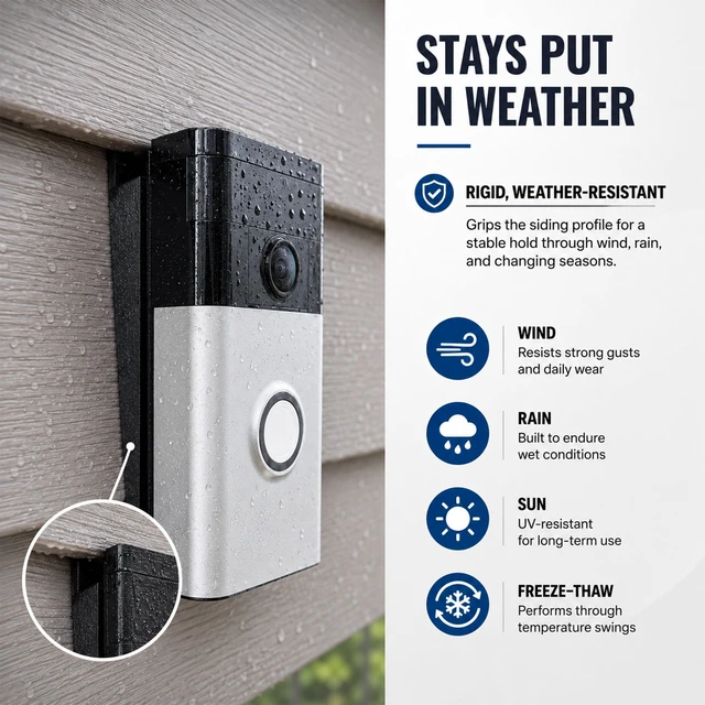 Alt view image 6 of 6 - SplashNColor 3D Printed No-Drill Clapboard Siding Clip Compatible with Ring Battery Doorbell & Video Doorbell 2, 3, 3 Plus, 4 Profile-Matched Fit for Clapboard Siding | Removable, No-Holes