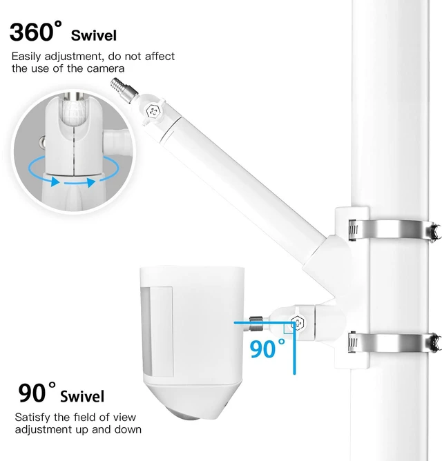 Alt view image 6 of 7 - HOLACA 2-in-1 Pole Mount for Ring/Arlo/Blink Camera and Solar Panels, White | Compatible with Ring Stick Up Cam/Outdoor Cam Plus/Spotlight Cam Plus/Pro, All Blink Camera, Arlo and Other 1/4" Camera