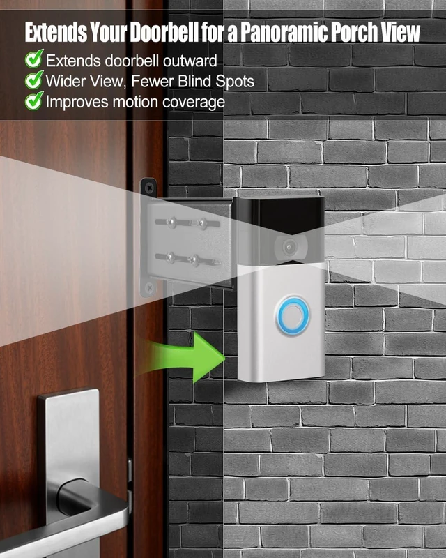 Alt view image 2 of 6 - Adjustable Doorbell Extender Fits for Ring Doorbell 2nd Gen, Stainless Steel