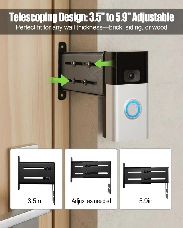 Alt view image 3 of 6 - Adjustable Doorbell Extender Fits for Ring Doorbell 2nd Gen, Stainless Steel
