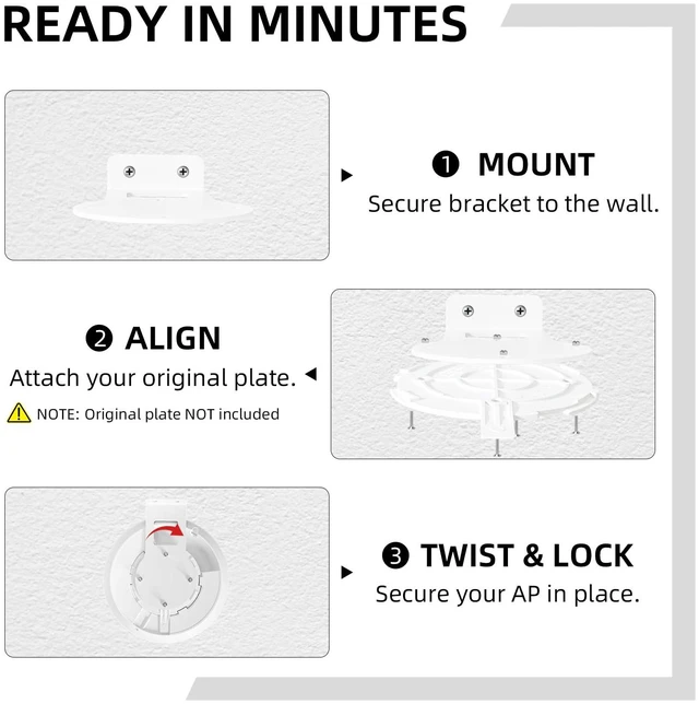 Alt view image 6 of 7 - Metal Horizontal Wall Mount Bracket for Ubiquiti UniFi U6-Lite, U6+, nanoHD, AC-Lite & AC-LR, Heavy Duty AP Holder