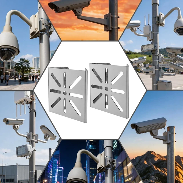 Alt view image 7 of 7 - 2pcs Stainless Steel Universal Vertical Pole Mount Bracket | Suitable for CCTV Camera PTZ Dome LED Wall/Stage Lights, Solar Panel Clamps(small size) Outdoor Video Surveillance