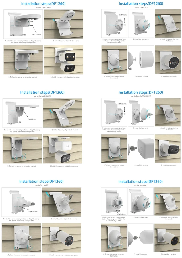 Alt view image 4 of 7 - VOMENC Universal Vinyl Siding Mount Compatible with TP-Link Tapo C246D/C236/C216/C217/C113/C420/C400/C400 KIT/C460 Security Cameras, Easy Installation (White)