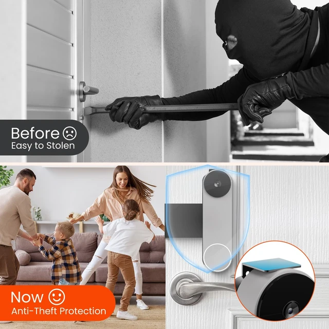 Alt view image 5 of 7 - Anti-Theft Doorbell Mount Compatible with Google Nest Doorbell (Battery) | No-Drill Video Doorbell Camera Mount for Apartments & Rentals, Secure Mounting Bracket Case with No Block Motion Sensor
