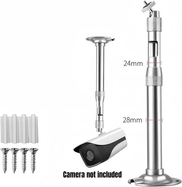 Alt view image 3 of 7 - GledeYeTec Adjustable Security Camera Mount - 20-40cm Aluminum Telescopic Bracket with Universal Adapter for CCTV, Dome Cameras (7.87"-15.7" Wall Mount with Plate)