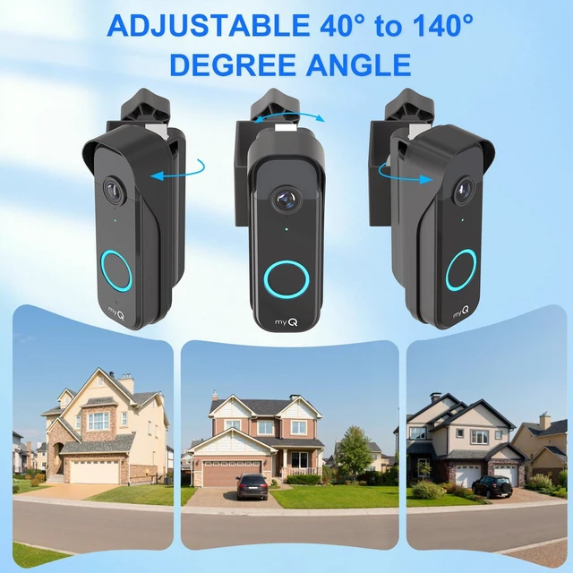 Alt view image 4 of 7 - Anti-Theft Doorbell Mount for myQ Camera, Adjustable Left/Right Viewing Angle(40 to 140), Anti-Blocks Motion Sensor Mounting Bracket, Compatible with Homes, Apartments, Dorms-Black