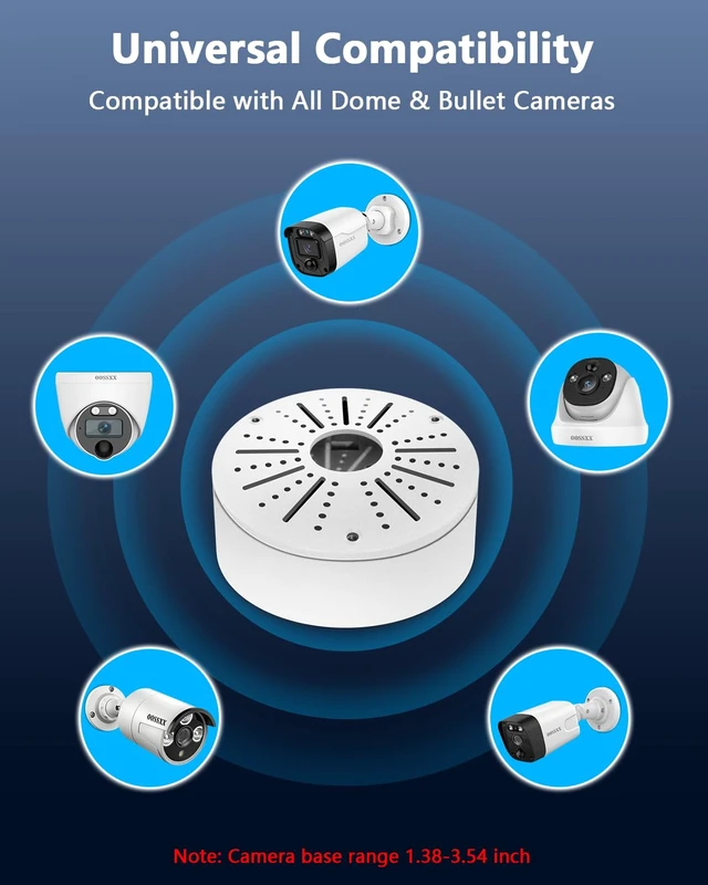 Alt view image 3 of 7 - (Outdoor Security Camera Junction Box) Universal Junction Box for Bullet Dome Turret Cameras & Solar Panel, CCTV Base Box Hide Cable, Wall Ceiling Mount Bracket, Metal Electric Enclosure