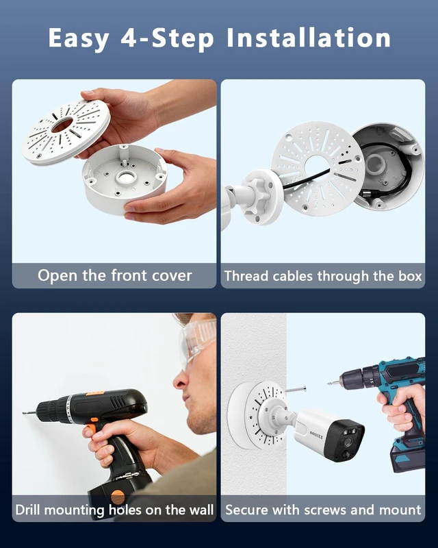 Alt view image 6 of 7 - (Outdoor Security Camera Junction Box) Universal Junction Box for Bullet Dome Turret Cameras & Solar Panel, CCTV Base Box Hide Cable, Wall Ceiling Mount Bracket, Metal Electric Enclosure
