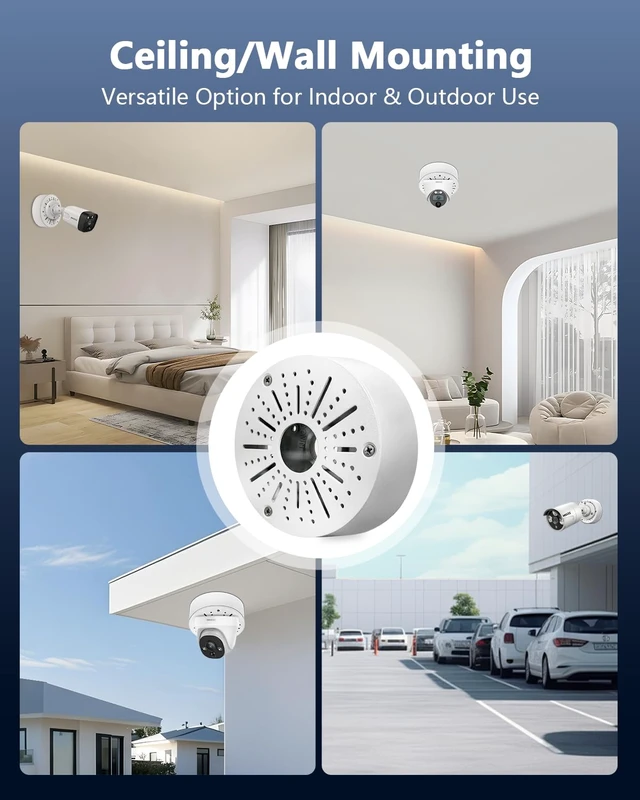Alt view image 7 of 7 - (Outdoor Security Camera Junction Box) Universal Junction Box for Bullet Dome Turret Cameras & Solar Panel, CCTV Base Box Hide Cable, Wall Ceiling Mount Bracket, Metal Electric Enclosure