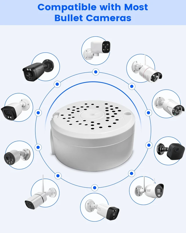 Alt view image 3 of 7 - ABS Universal Security Camera Junction Box, Cable Concealment Box | Durable ABS, Impact Resistant, Bullet Camera Fit, Multi Cable Space, Wall Ceiling Mount, Easy Installation