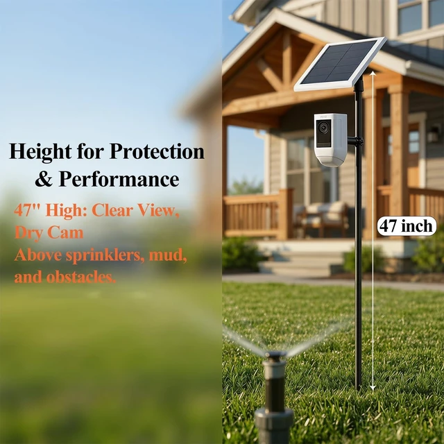 Alt view image 4 of 7 - 47" Yard Ground Stake Mount for Ring Camera and Solar Panel | Includes custom Ring & Blink adapters! Universal 1/4" mount fits Arlo & Eufy for a fast, no-drill yard setup