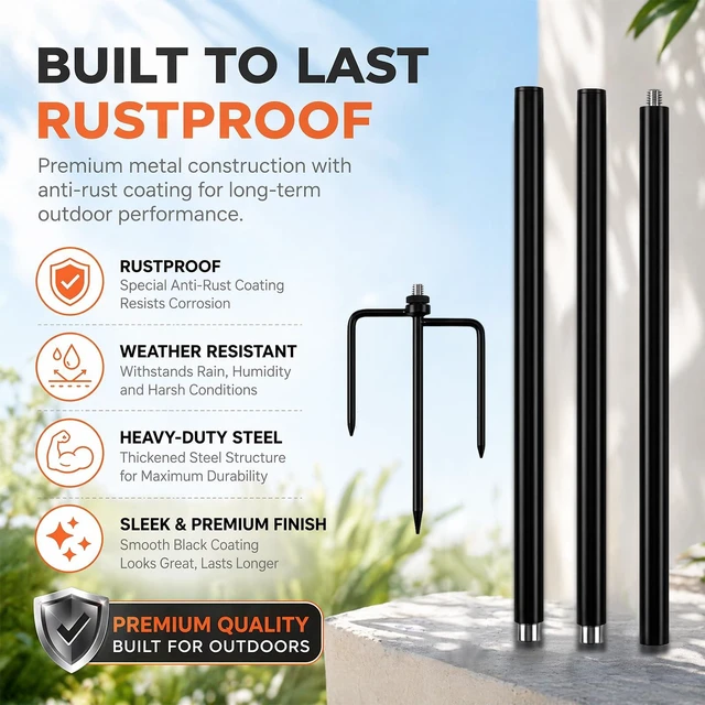 Alt view image 6 of 7 - 47" Yard Ground Stake Mount for Ring Camera and Solar Panel | Includes custom Ring & Blink adapters! Universal 1/4" mount fits Arlo & Eufy for a fast, no-drill yard setup