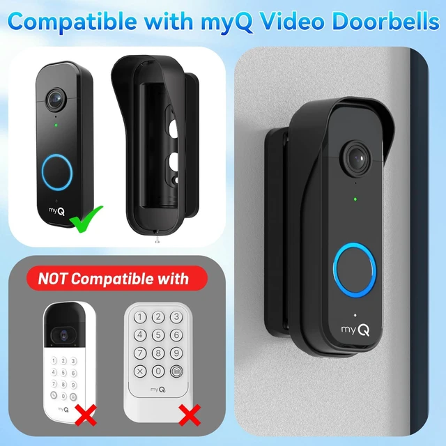 Alt view image 3 of 7 - Doorbell Mount for myQ Video Doorbell Camera, Adjustable Left/Right Viewing Angle(40 to 140), Weatherproof Mounting Bracket, Anti-Blocks Motion Sensor, Compatible with Homes, Apartments, Dorms-Black