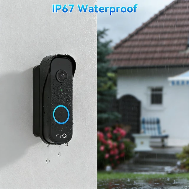 Alt view image 5 of 7 - Doorbell Mount for myQ Video Doorbell Camera, Adjustable Left/Right Viewing Angle(40 to 140), Weatherproof Mounting Bracket, Anti-Blocks Motion Sensor, Compatible with Homes, Apartments, Dorms-Black