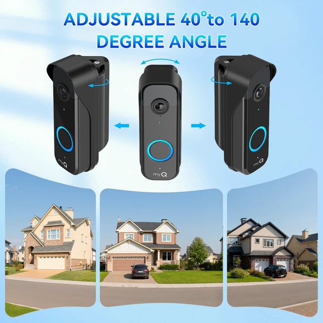 Alt view image 4 of 7 - Doorbell Mount for myQ Video Doorbell Camera, Adjustable Left/Right Viewing Angle(40 to 140), Weatherproof Mounting Bracket, Anti-Blocks Motion Sensor, Compatible with Homes, Apartments, Dorms-Black