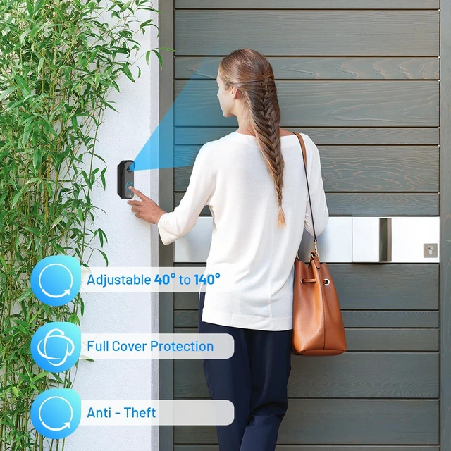 Alt view image 6 of 7 - Doorbell Mount for myQ Video Doorbell Camera, Adjustable Left/Right Viewing Angle(40 to 140), Weatherproof Mounting Bracket, Anti-Blocks Motion Sensor, Compatible with Homes, Apartments, Dorms-Black