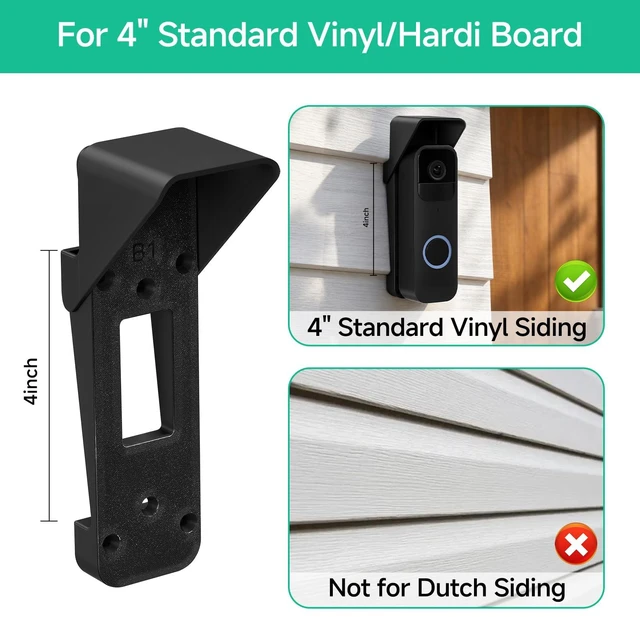 Alt view image 2 of 7 - Blink Doorbell Vinyl Siding Mount with Weatherproof Rain Cover | Anti-Glare Protective Shield & Anti-Slip Wedge Kit for Blink Video Doorbell (1st Gen), Fits 4" Standard Vinyl Siding Only