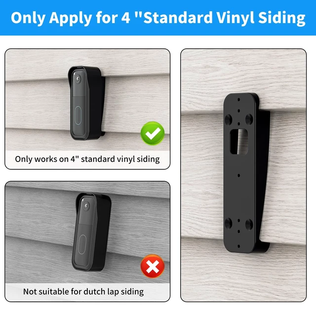 Alt view image 2 of 7 - Blink Doorbell Mount & Vinyl Siding Mount for Blink Video Doorbell(2nd Gen) | Fits 4" Standard Siding,Weatherproof Cover Case for Blink Doorbell Camera 2nd Gen,Doorbell Angle Mountig Bracket Wedge Kit