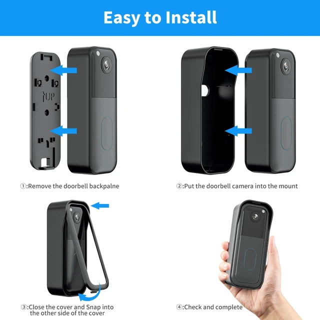 Alt view image 6 of 7 - Blink Doorbell Mount & Vinyl Siding Mount for Blink Video Doorbell(2nd Gen) | Fits 4" Standard Siding,Weatherproof Cover Case for Blink Doorbell Camera 2nd Gen,Doorbell Angle Mountig Bracket Wedge Kit