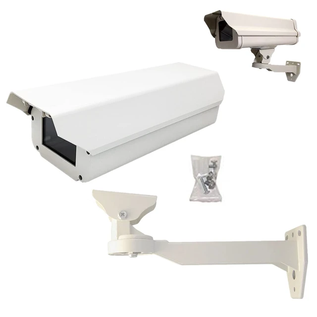Alt view image 2 of 7 - BeElion 2Part in Set Aluminum Weatherproof CCTV Camera Housing with Adjustable Mount Bracket - Heavy Duty Indoor/Outdoor Security Surveillance Box with Lockable Lid & Glass Lens