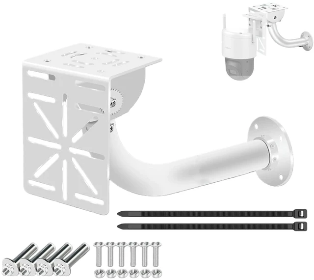 Main image of CTXSumTec J-Shaped Aluminum Wall Mount with Cable Management Hole & L-Shaped Adapter - Duckbill Design (180° Tilt/360° Swivel) for CCTV Dome/IP Cameras, Space-Saving Indoor/Outdoor Use