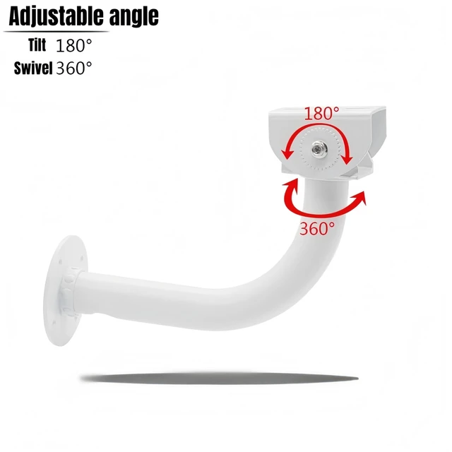 Alt view image 6 of 7 - CTXSumTec J-Shaped Aluminum Wall Mount with Cable Management Hole & L-Shaped Adapter - Duckbill Design (180° Tilt/360° Swivel) for CCTV Dome/IP Cameras, Space-Saving Indoor/Outdoor Use